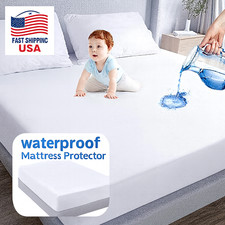 Waterproof Twin Mattress Protector Cover Smooth Top Noiseless Breathable Fitted