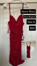 Windsor Red Glitter Ruched Sleeveless Sweetheart Mini Dress Size S
