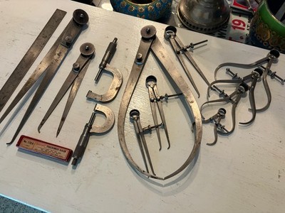 Vintage Lot Group Starrett Machinist Tools Calipers Micrometers Browne ...