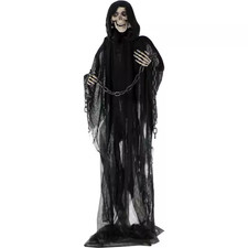 5.4 ft. Animatronic Grim Reaper with Chain and Rotating Head, Indoor or Covered