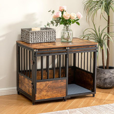 32 Inch Dog Crate Furniture with Cushion for Large Medium Dogs, Wooden Heavy Dut