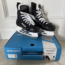 Bauer Vapor Volt Youth Ice Hockey Skates Black White Size 13 Sharpened