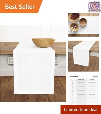 Linen Table Runner 108 Inches Long Solid White Holiday Dining Decor