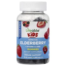 Kids, Sambucus Elderberry + Vitamin C & Zinc Gummies, Berry, 60 Gummies