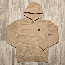 Nike x Air Jordan Embroidered Jump Man Oatmeal Tan Kids 10-12 Pullover Hoodie