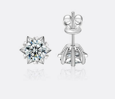 1ct Exquisite SnowFlake Moissanite Stud Earrings 925 Sterling Silver  Cert
