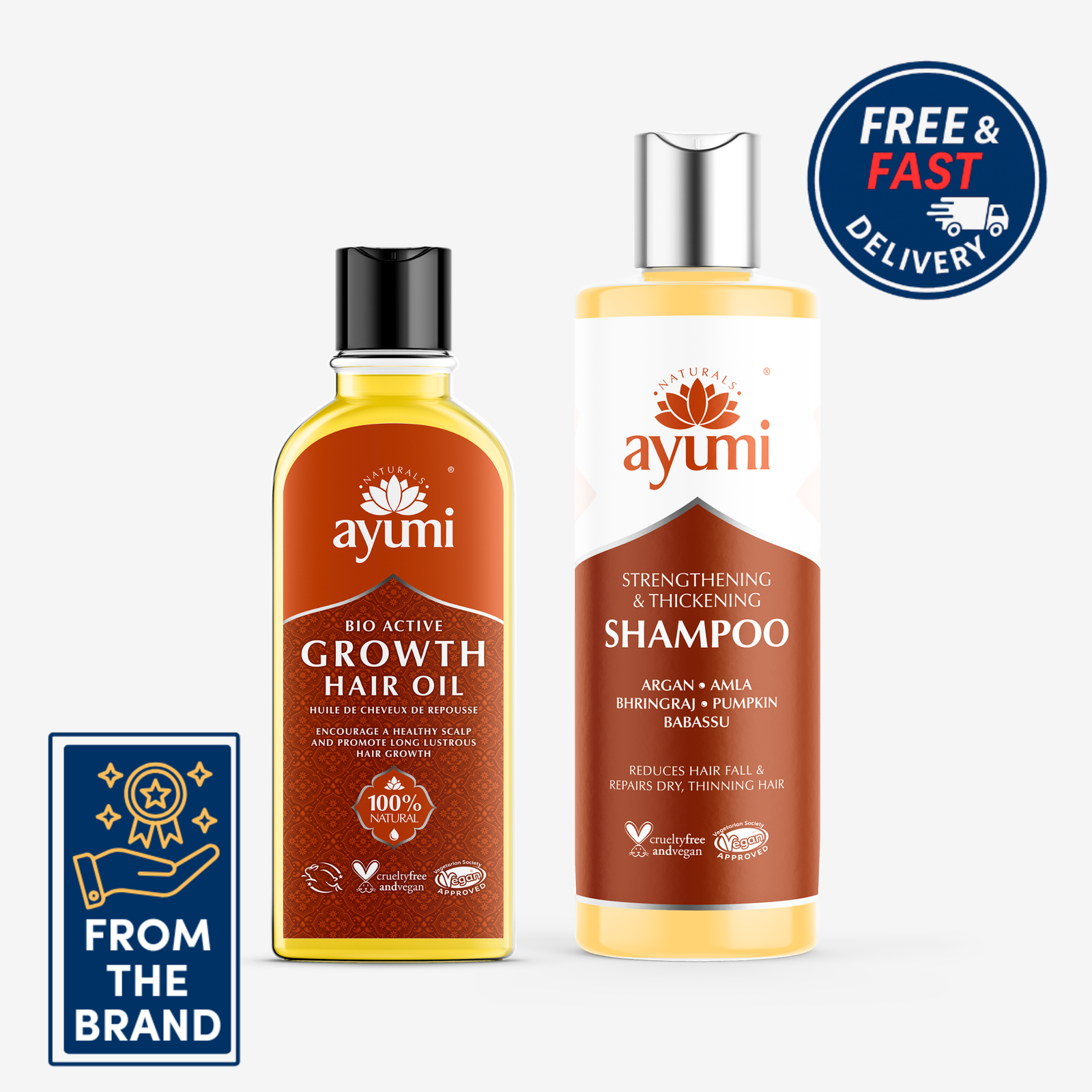Ayumi Hair Growth & Strengthening Duo (Oil) | Pre-Wash Oil + Shampoo | Bundle