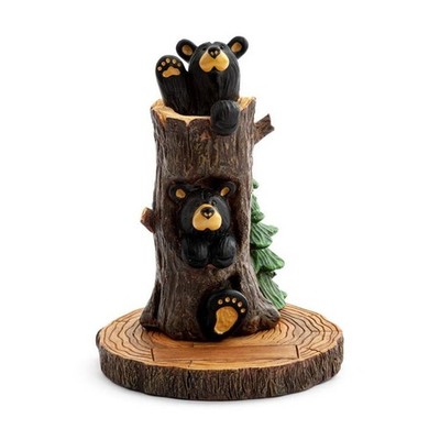 Black Bear ''2 Story Tree House'' Mini Figurine (Top Seperates from Base)  5 in h