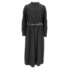 Emporio Armani Grey Wool Belted Midi Dress Female