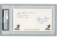 Doc Blanchard Glenn Davis Signed Army Cadets Index Card Heisman Slab PSA 54898