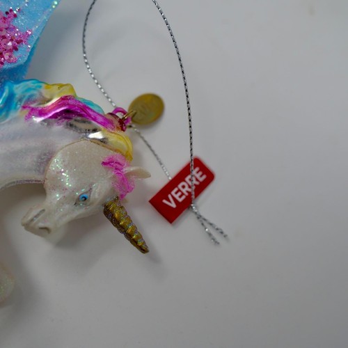 Blown Glass Unicorn Christmas Tree Ornament White Rainbow Verre Holiday 2017 - Picture 5 of 8