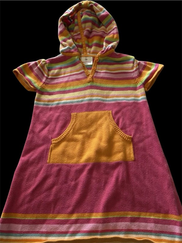 Girl’s 4T Hanna Andersson (100) Hoodie Casual Terry Dress Pink Orange 4 Toddler 