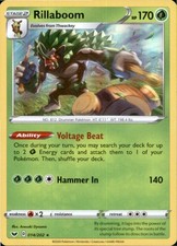 Rillaboom 014/202 Holo Rare Sword & Shield Pokemon Holo Lightly Played