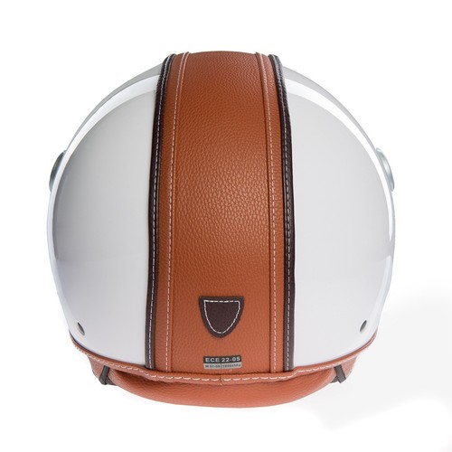 Jethelm Rollerhelm Policehelm Motorradhelm CMX "Paul" weiß mit braunem Leder - Bild 4 von 22