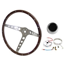 Walnut Woodgrain Steering Wheel Kit 15 3-bolt Mustang 64-12 W Rivets 4-ho...