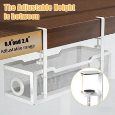 Under Desk Cable Management Tray No Drill Mesh Wire Organizer Clamp White