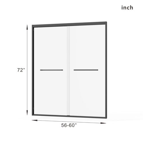 (56-60)x72" Double Sliding Glass Shower Door, Matte Black, 6mm Tempered Glass - Picture 12 of 12