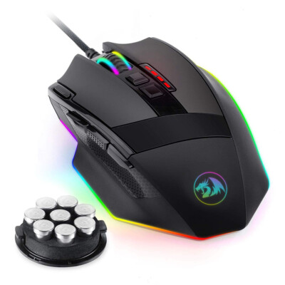 Wired Gaming Mouse RGB Backlit 9 Programmable Buttons with Fire Button 16000DPI
