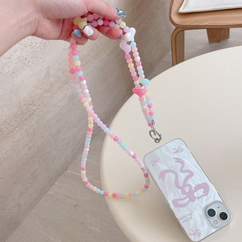 120cm Beads Phone Lanyard Candy Color Messenger Bag Chain Doll - Photo 4 sur 8