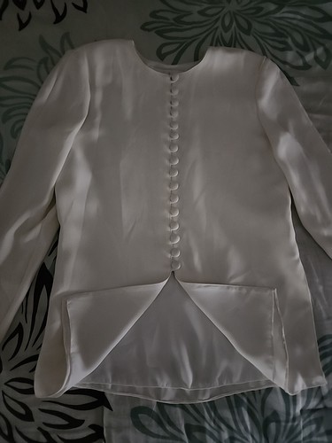 Vintage JS Collections Button Down Long Sleeve Top Sz 6 Off White Canada 🇨🇦 - Picture 14 of 15