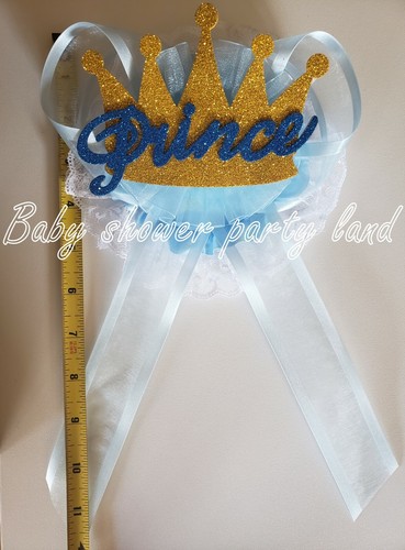 Baby Shower Mom To Be It's a Boy Faja con corona de príncipe y corsé de cinta azul - Imagen 4 de 6