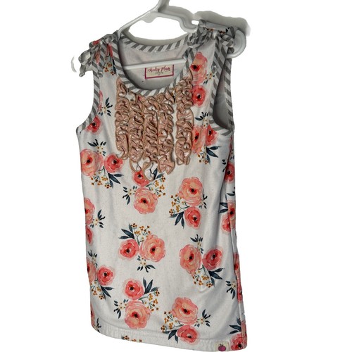 Cheeky Plum Floral Ruffle Tie Sleeveless Top Pink White Rose 5T - Picture 2 of 7