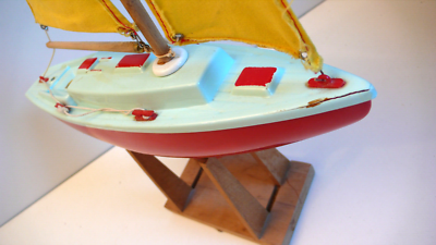Ancien Voilier Jouet Giraud Sauveur GS F/28 - Bateau Bassin Vintage France