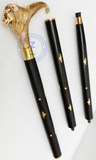 Antique Style Lion Head Handle Wooden Walking Stick Vintage Handmade Cane