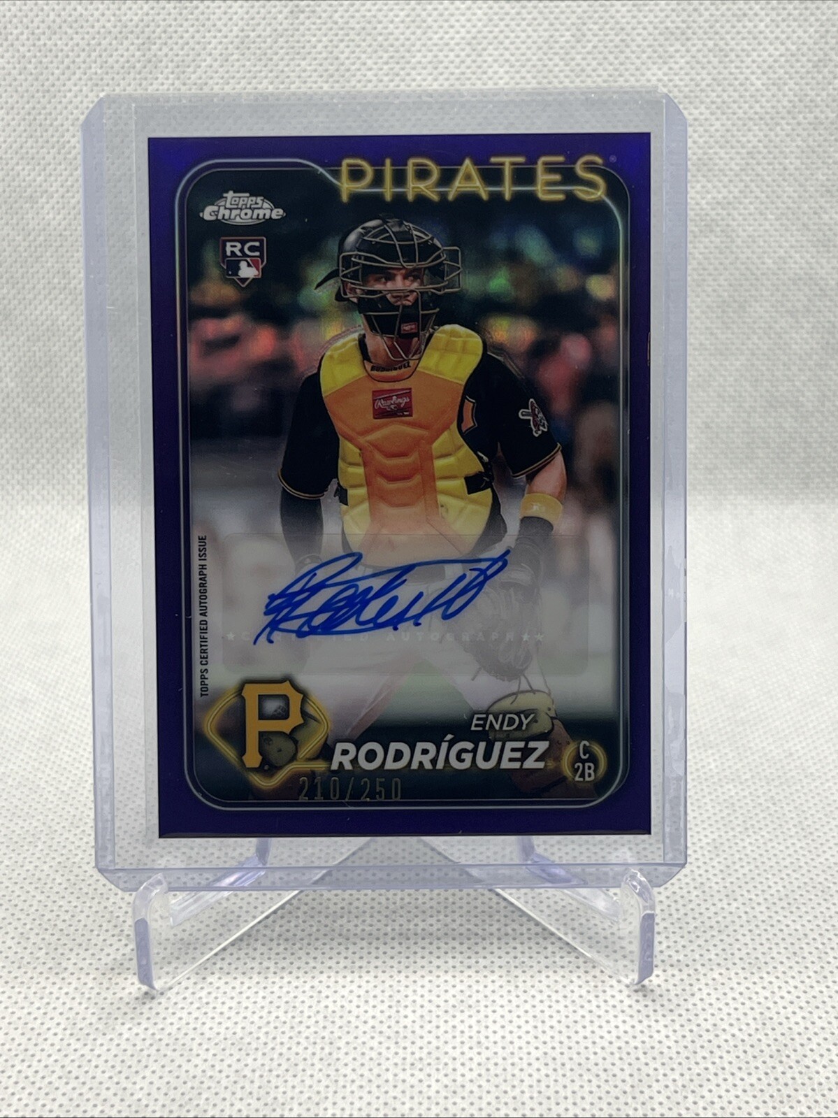 🔥2024 Topps Chrome Update ENDY RODRIGUEZ PURPLE REFRACTOR/250 AUTO RC PIRATES🔥