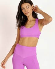 Onzie Bra L Vibrant Violet Ribbed Hot Yoga 3700 Half Moon NEW