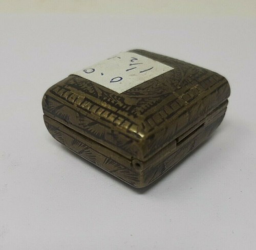 Hermosa caja de tabaco india antigua tallada a mano floral a mano rara - Imagen 4 de 7