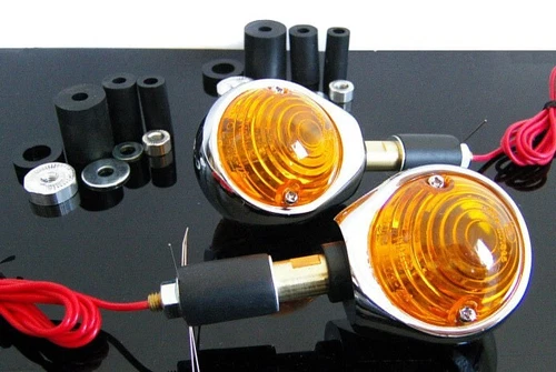 2x OX EYE INDICATOR Bulls Eye Bar End INDICATORS Clignotants Chrome e-Tested