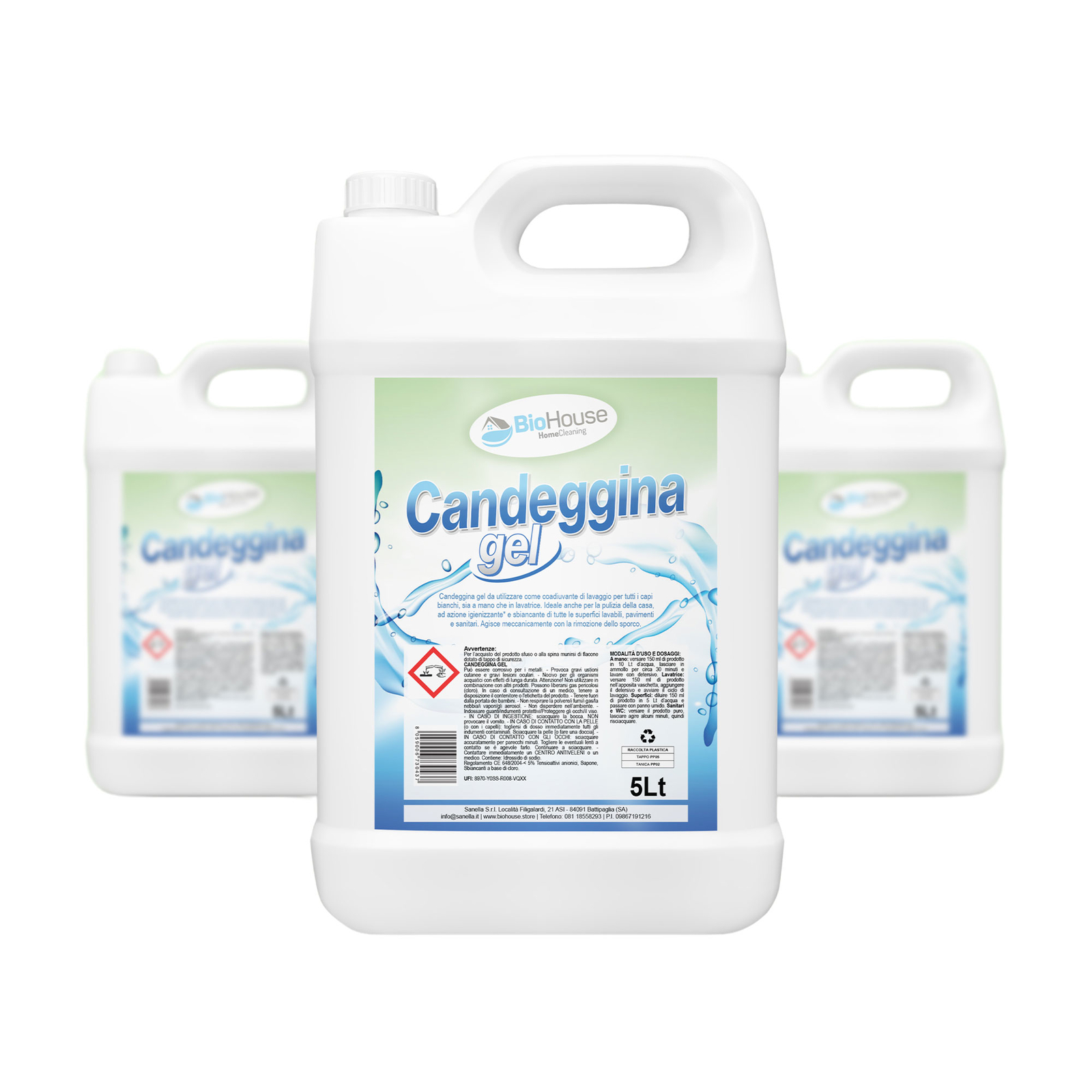 Candeggina Gel 5L Professionale Lavatrice, Superfici, Ambiente, Sanitari