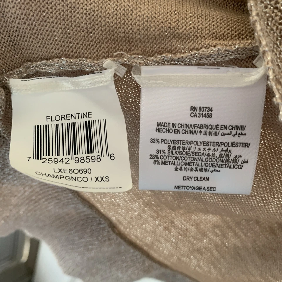 VESTIDO ENVOLVENTE TEJIDO FLORENTINO BCBG MAXAZRIA TALLA XXS NUEVO CON ETIQUETAS COLOR CHAMPÁN $238 Foto 3 de 4