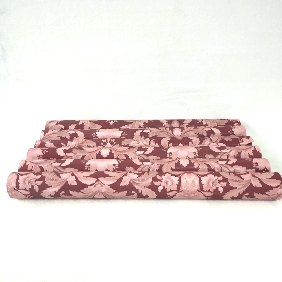 Victorian Burgundy Ornate Classic Damask Wallpaper textured 1.7 ft x 38.61 ft - Image 3 of 4