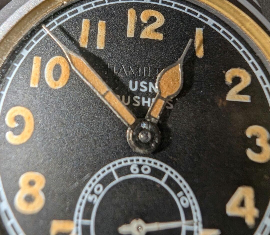 Hamilton USN BUSHIPS Black Dial Military Watch Repair Needed
