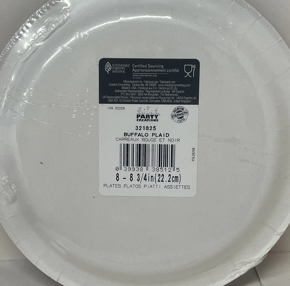 Buffalo Plaid 9 Inch Plates Plates 8 Pack Fall Christmas Party Decor - Image 2 of 2