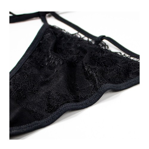 Tie Up Underwear Lady Bras Set Lace Sexy Lingerie Unlined Brassiere Thong Briefs - Picture 7 of 13