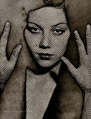 1931/75 Vintage MAN RAY Solarized Female Face Screen Resille Photo Art On 12x16