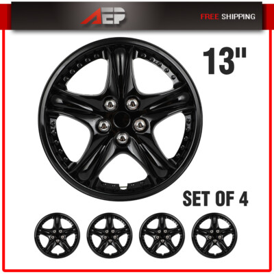 #ad #ad 13 Inch Set of 4 Universal Snap On Full Hub Caps Wheel Covers Fit R13 Tire amp; Rim $30.69