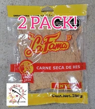 LA FAMA 2 PACK MACHACADO CARNE SECA DE RES ENTERA BEEF JERKEY 250g Since 1926❤️