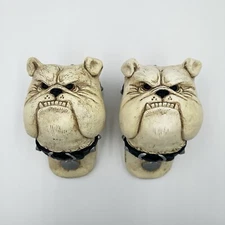 The Stone Bunny Resin Bulldog Pair Of Drapery Brackets Signed Telle M Stein 2003