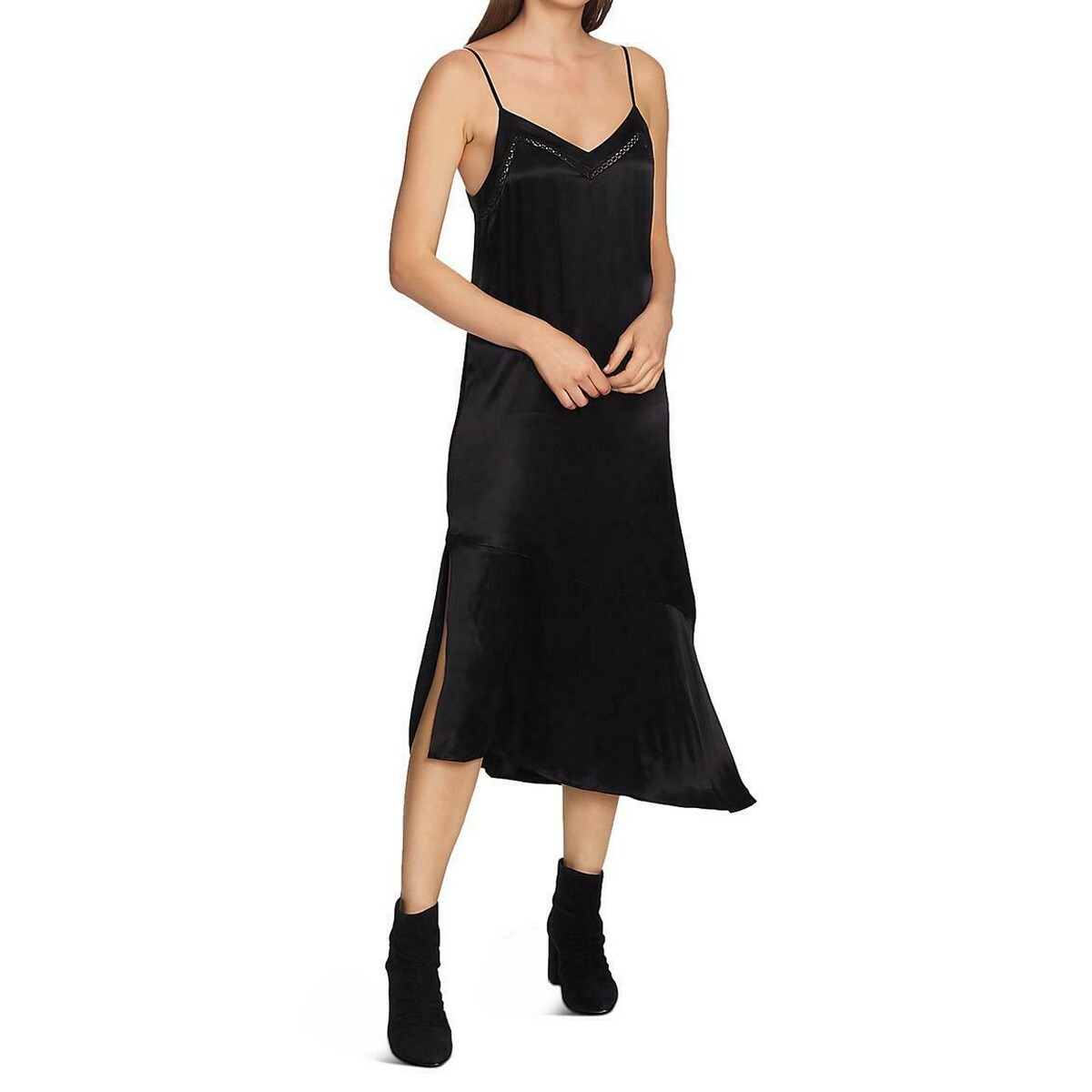 1. STATE NWT WOMENS ASYMMETRIC, SOFT, SLIP BLACK DRESS S