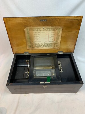 Antique 1800's music box Swiss 6 Airs Etouffoirs en Acier Working