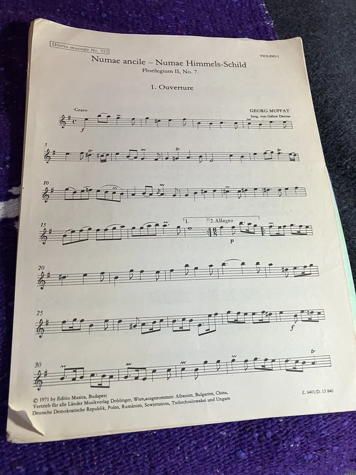 Georg Muffat strings Florilegium II, #6 & 7 sheet music parts (ed. Gabor Darvas) - Image 3 of 3