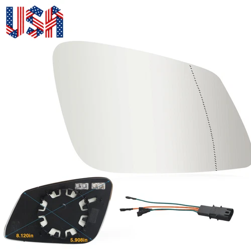 Right Rear View Mirror Glass Heated for BMW 528i 535i 550i 51167228612