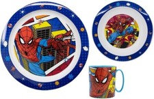 MARVEL SPIDERMAN CHILDRENS 3 PC DINNER BREAKFAST SET PLATE BOWL MUG SET