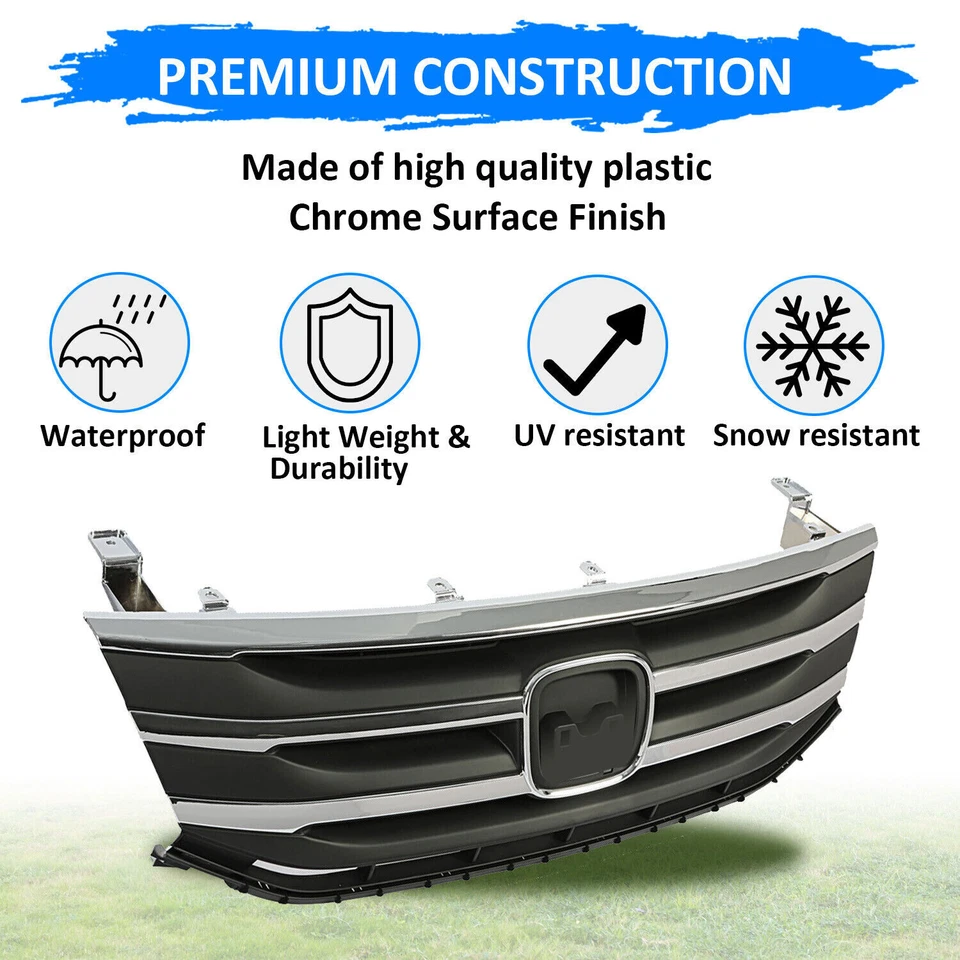 Fits New Honda Odyssey 2011 2012 2013 Front Black Grill Grille Chrome Molding Foto 3 de 4