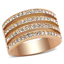 Rose gold band ladies ring  cz 12mm wide comfort steel chunky all sizes new 492