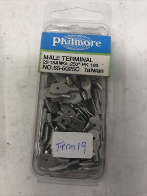 PHILMORE MALE TERMINAL 22-18 AWG .250'' .65-5025C 100PK - NOS